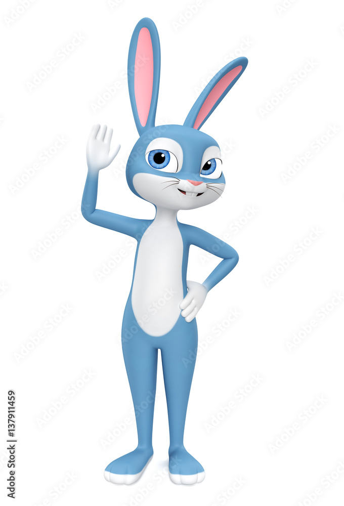 Happy Easter Bunny on a white background isolated eavesdropping. 3d render illustration.