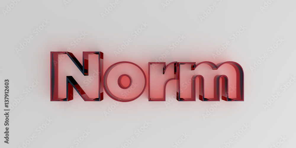 Norm - Red glass text on white background - 3D rendered royalty free stock image. Norm - Red glass text on white background - 3D rendered royalty free stock image.