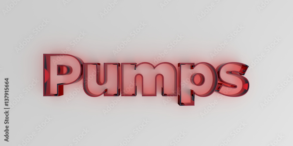 Pumps - Red glass text on white background - 3D rendered royalty free stock image. Pumps - Red glass text on white background - 3D rendered royalty free stock image.