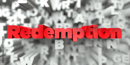 Billede på lærred Redemption -  Red text on typography background - 3D rendered royalty free stock image
