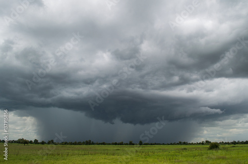 Heavy Rain Clouds in the Cambodian Countryside Near Battambang