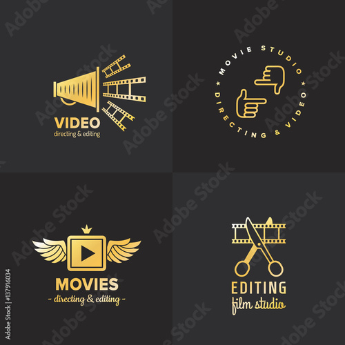 Film, movie and video logo vintage vector set. Part two.