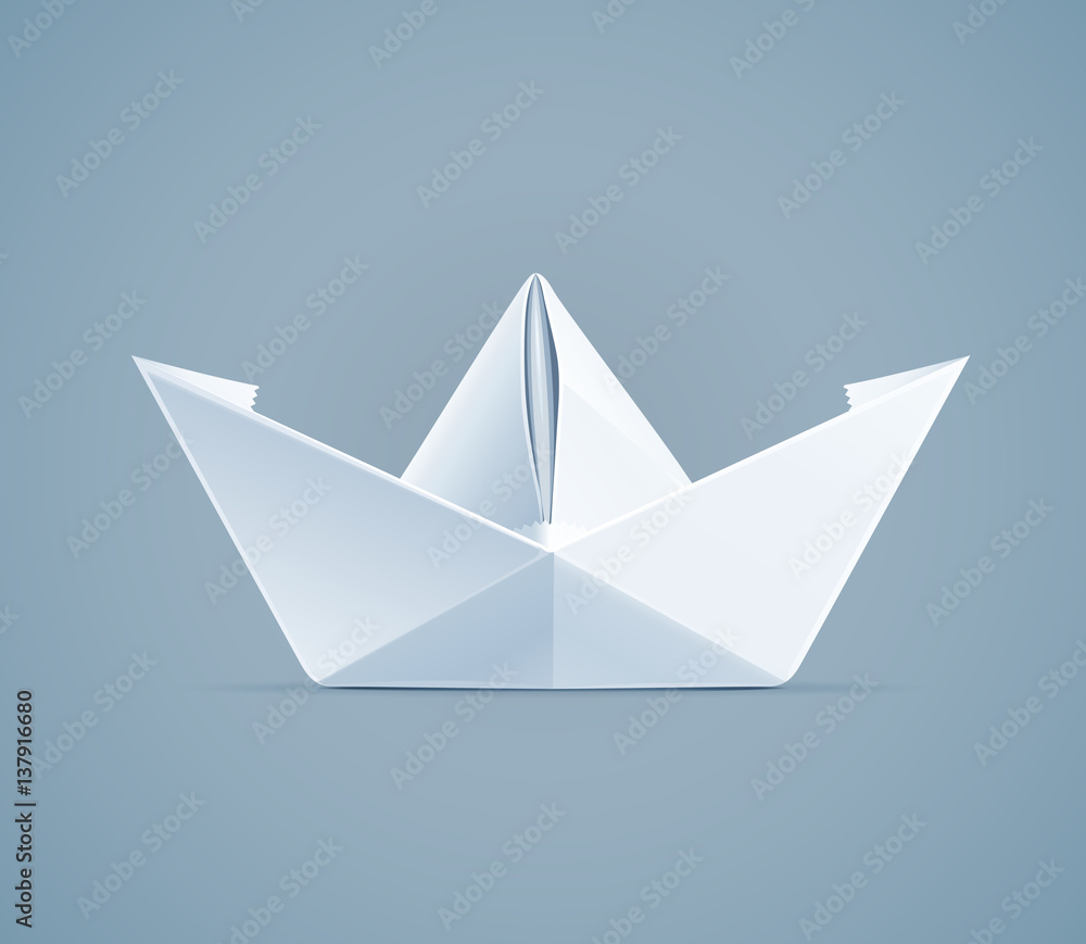 Paper origami ship. Handmade toy Paper origami ship. Handmade toy