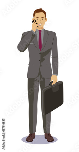 Digital vector illustration business man pose standing