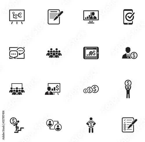 Business Coaching Icon Set. Online Learning.