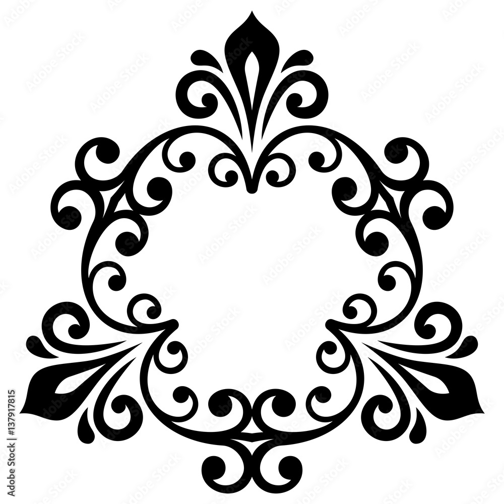 Elegant vector black and white ornament in classic style. Abstract traditional pattern with oriental elements, Classic vintage pattern