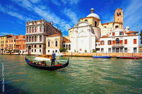 Grand canal  and San Geremia Church (Chiesa di San Geremia) in Venice, Italy. © phant