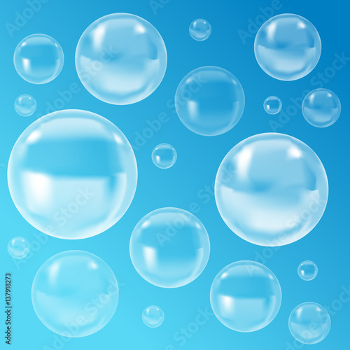 Transparent Bubbles with Reflection. Vector