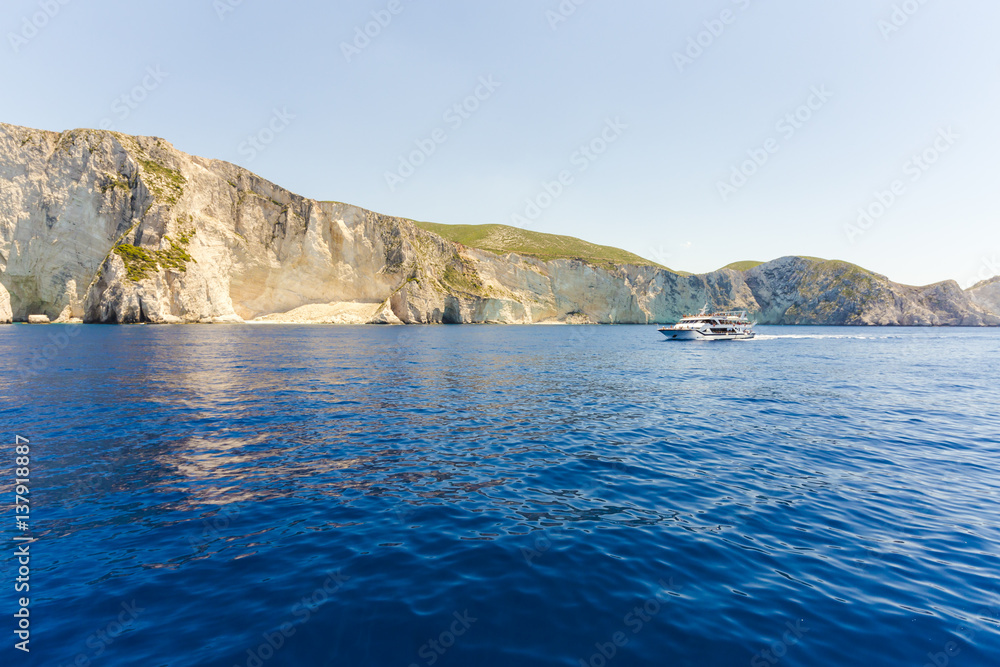 Cruise ship swimming around zakynthos island, Greece