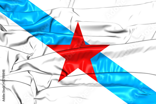Socialist Nationalist Galician Flag. 3D Illustration. photo