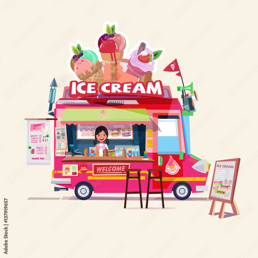 A boy selling ice cream Royalty Free Vector Image