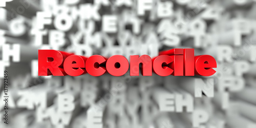 Photography Reconcile -  Red text on typography background - 3D rendered royalty free stock image
