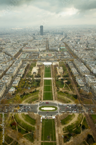 Aerial view of Paris from the Eiffel Tower