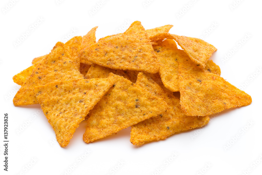 Nachos chips, isolated on white background. Nachos chips, isolated on white background.