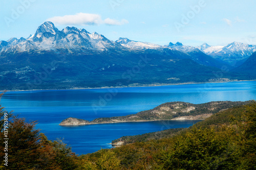 View on the Beagle Channel in Tierra del Fuego, Ushuaia, Argentina