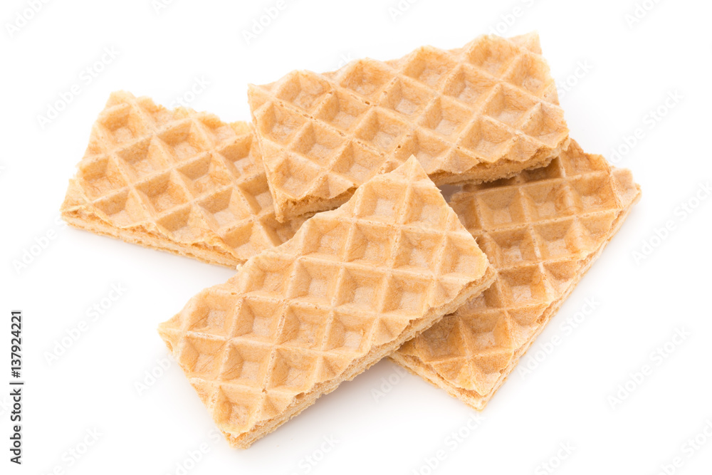 Waffle with crem isolated on white background. Waffle with crem isolated on white background.