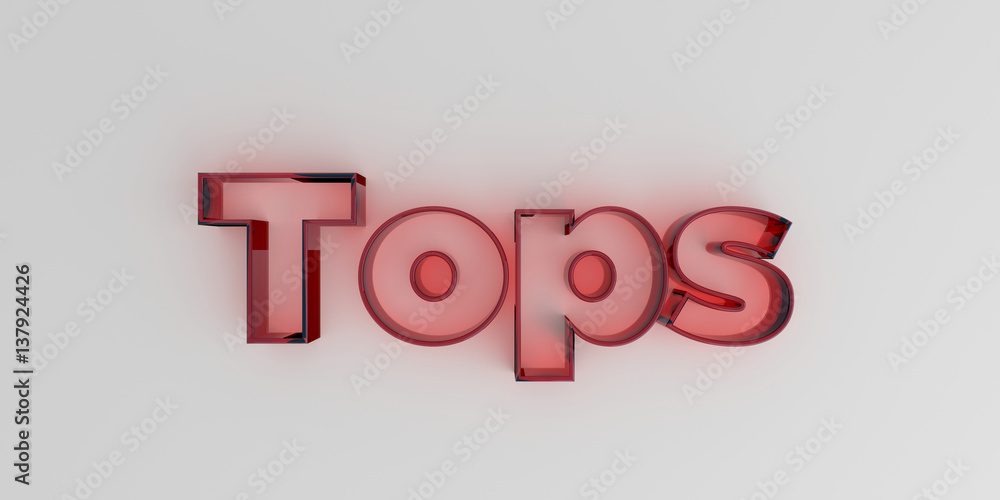 Tops - Red glass text on white background - 3D rendered royalty free stock image. Tops - Red glass text on white background - 3D rendered royalty free stock image.