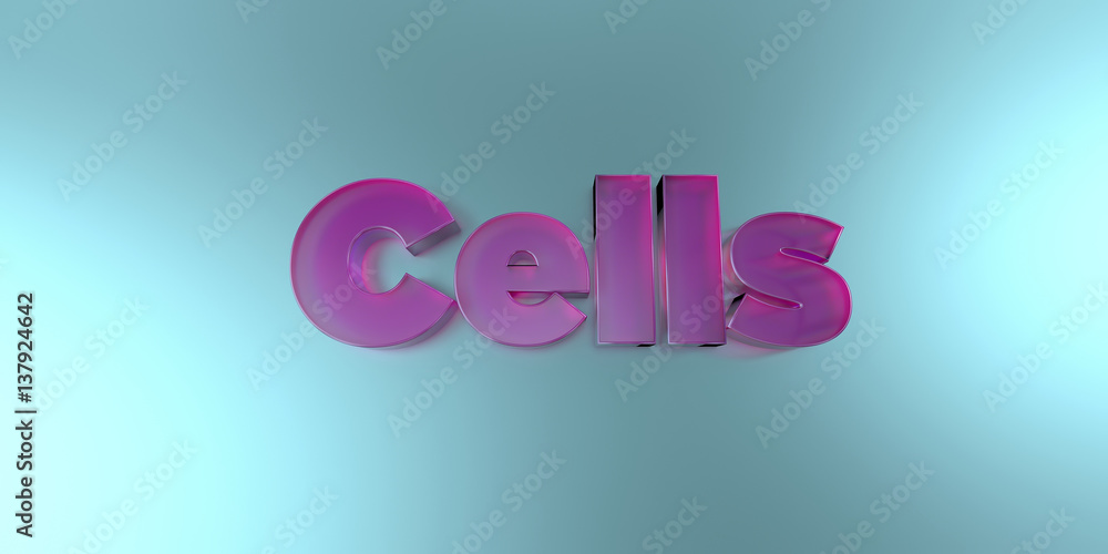 Cells - colorful glass text on vibrant background - 3D rendered royalty free stock image. Cells - colorful glass text on vibrant background - 3D rendered royalty free stock image.