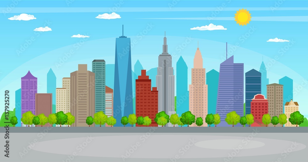 New York city architecture skyline. Vector illustration