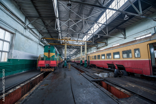 train at a railway depot