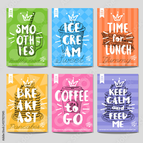 Set of hand drawn, cards, posters