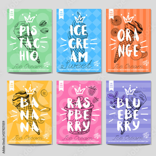 Set of hand drawn, cards, posters