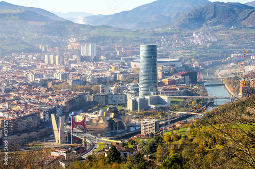 View of the Bilbao city taken from the top of the hill photo