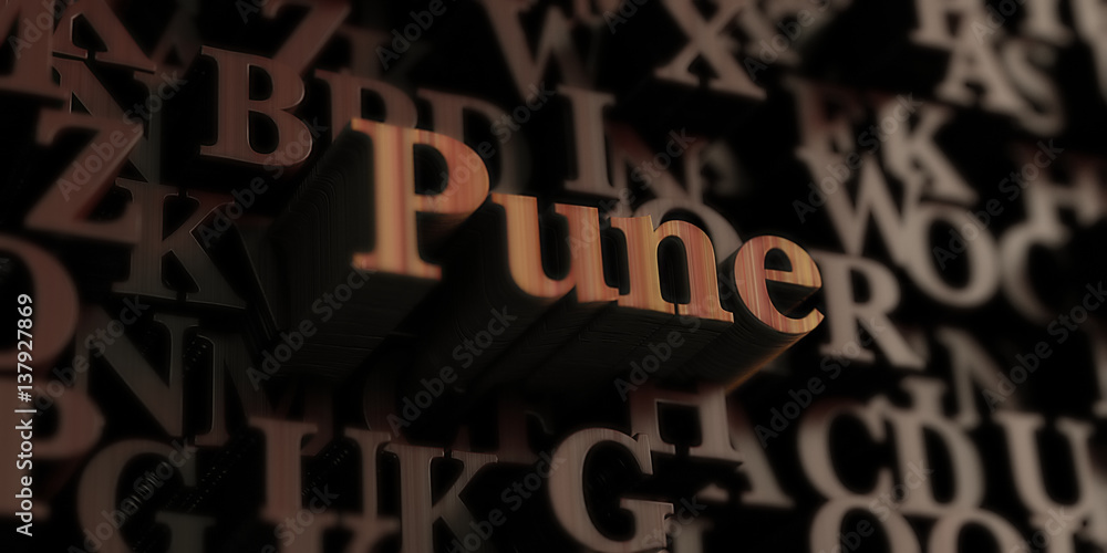 Pune - Wooden 3D rendered letters/message.  Can be used for an online banner ad or a print postcard.