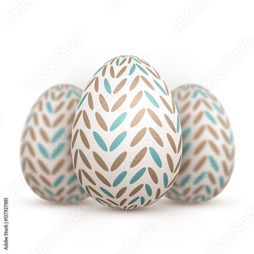 Illustration of Vector Easter Egg Isolated on White Background. Happy Easter Painted Vector Egg Set