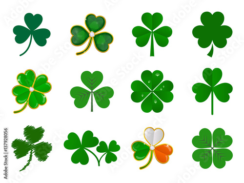  vector shamrock collection on white background