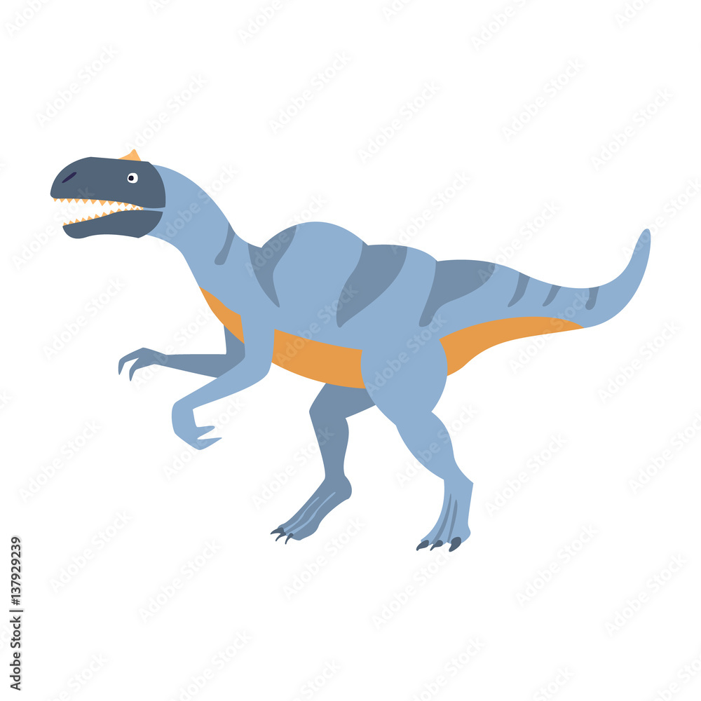 Obraz premium Blue Velociraptor Dinosaur Of Jurassic Period, Prehistoric Extinct Giant Reptile Cartoon Realistic Animal