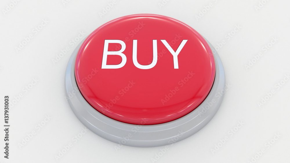 Big red button with buy inscription. Conceptual 3D rendering Big red button with buy inscription. Conceptual 3D rendering