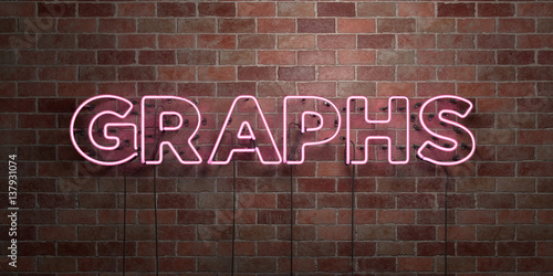 GRAPHS - fluorescent Neon tube Sign on brickwork - Front view - 3D rendered royalty free stock picture. Can be used for online banner ads and direct mailers.. © Chris Titze Imaging