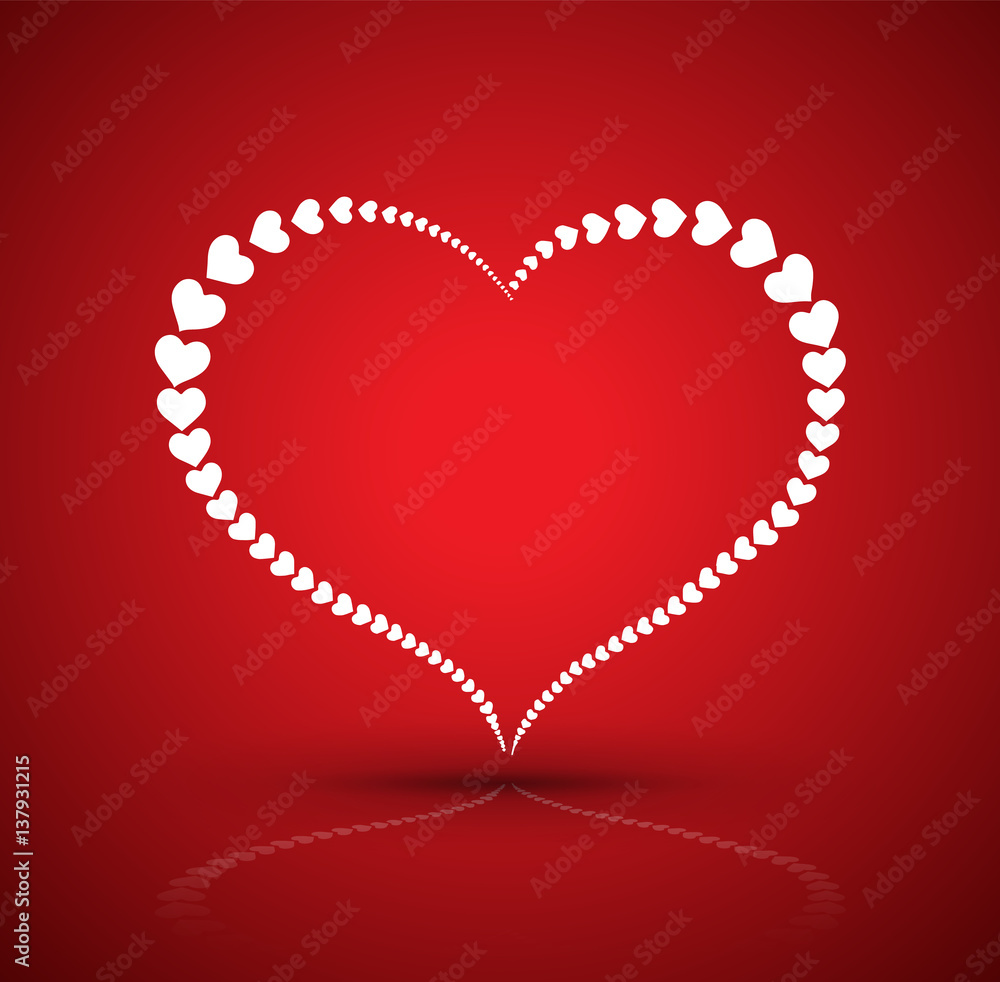 Big heart by heart border on red. Vector illustration for love concept valentine's day and wedding card. Big heart by heart border on red. Vector illustration for love concept valentine's day and wedding card.