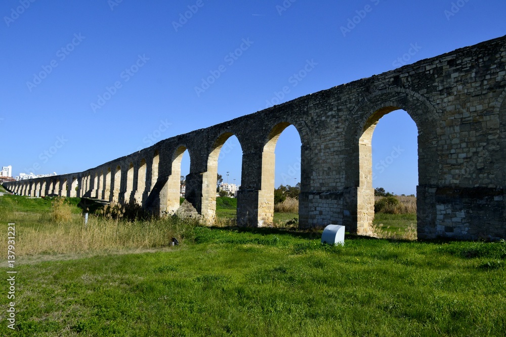 Architecture from old aqueduct and blue sky