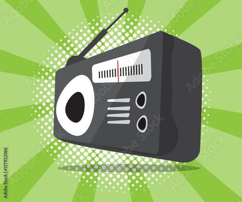 abstract radio icon with half tone background