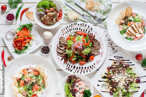 Salad Meat Warm Buffet Restaurant Menu Banquet Party Celebration Concept