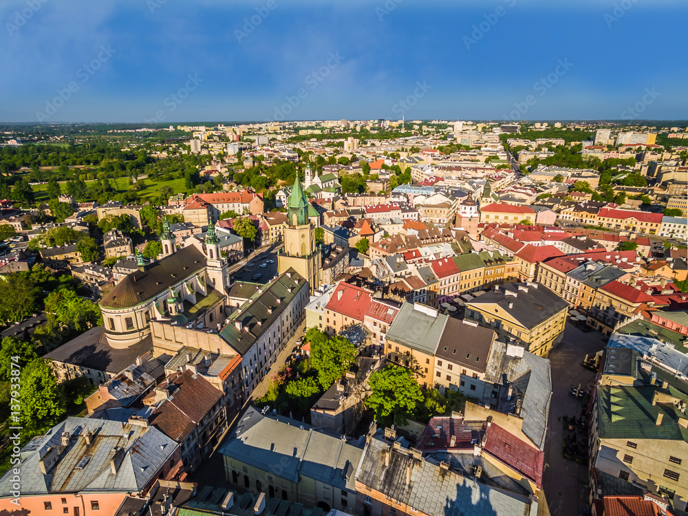 Lublin - stare miasto widok z powietrza.