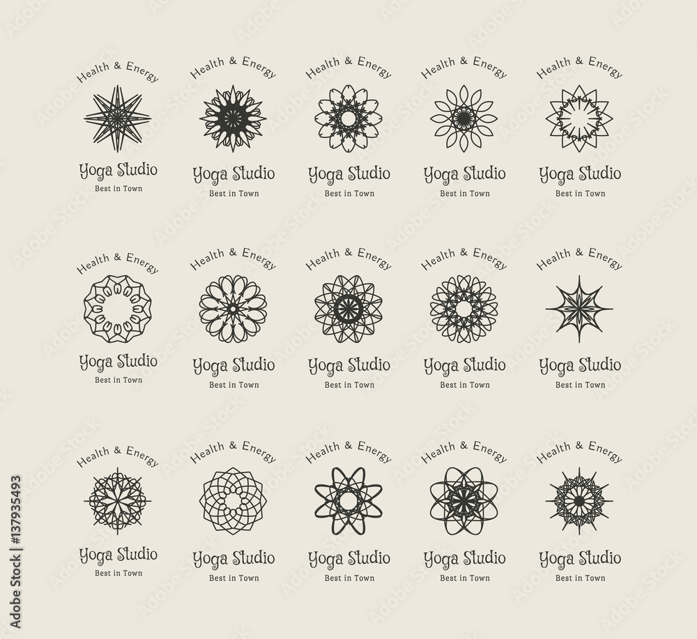 Yoga Studio Vector Logo Templates Set Yoga Studio Vector Logo Templates Set