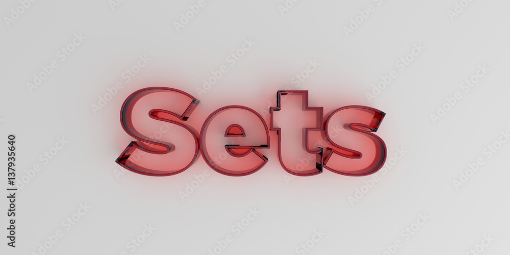 Sets - Red glass text on white background - 3D rendered royalty free stock image. Sets - Red glass text on white background - 3D rendered royalty free stock image.
