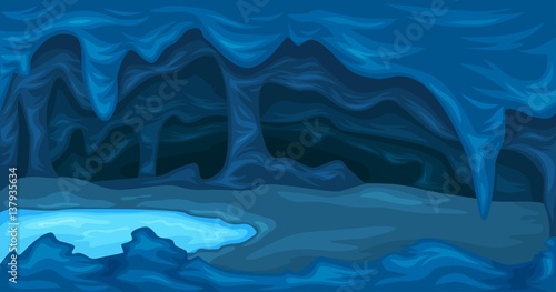 Vector Illustration Landscape of  cave under the sea
