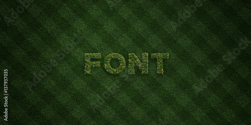 Canvas Print FONT - fresh Grass letters with flowers and dandelions - 3D rendered royalty free stock image