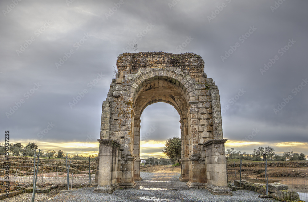Roman Arch of Caparra, Caceres, Spain