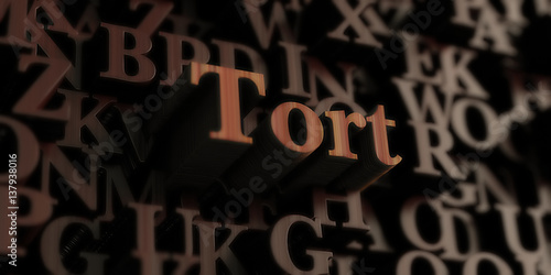 Tort - Wooden 3D rendered letters/message.  Can be used for an online banner ad or a print postcard.