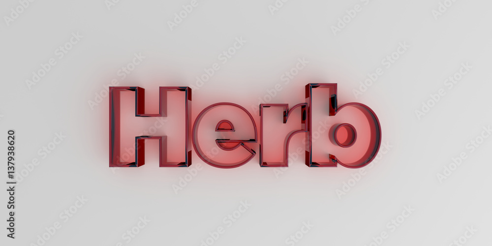 Herb - Red glass text on white background - 3D rendered royalty free stock image. Herb - Red glass text on white background - 3D rendered royalty free stock image.