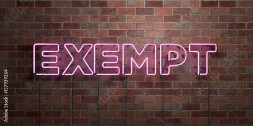 Εκτύπωση καμβά EXEMPT - fluorescent Neon tube Sign on brickwork - Front view - 3D rendered royalty free stock picture