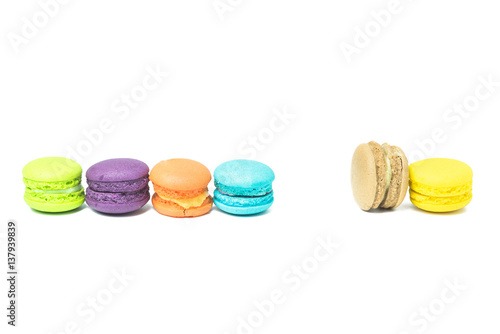 Tasty colorful macaroon on a white background (macaron, macarons, macaroon)