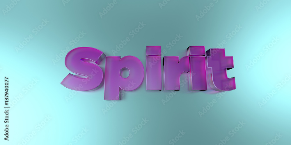 Fototapeta premium Spirit - colorful glass text on vibrant background - 3D rendered royalty free stock image.