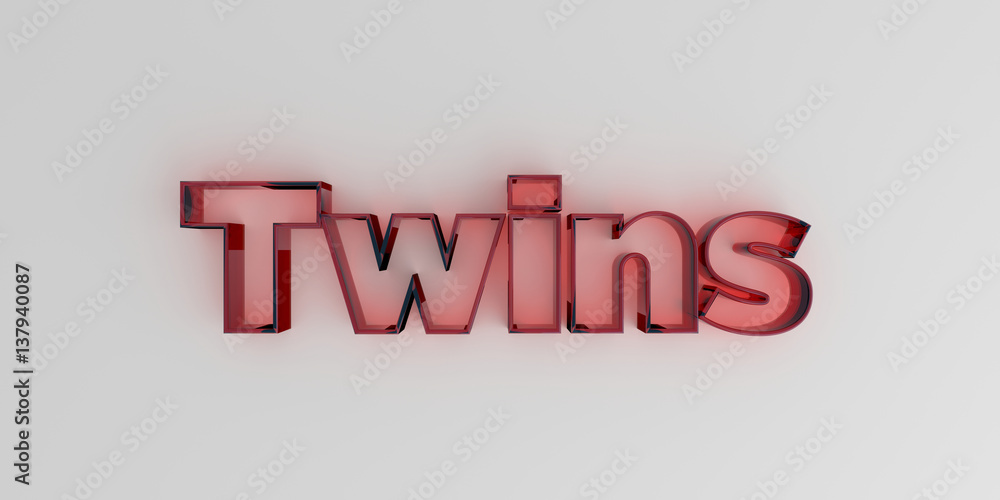 Twins - Red glass text on white background - 3D rendered royalty free stock image. Twins - Red glass text on white background - 3D rendered royalty free stock image.