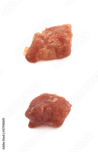 Single piece of fried bacon cube